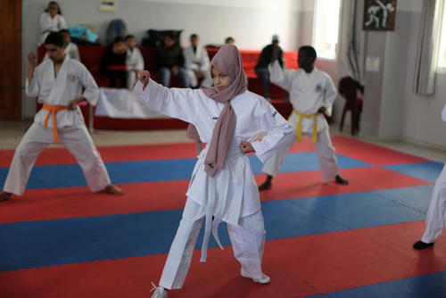 یک دختر نابینا در کلاس کاراته – باریکه غزه