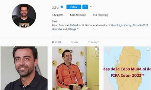 صفحه اینستاگرام ژاوی (Xavi)